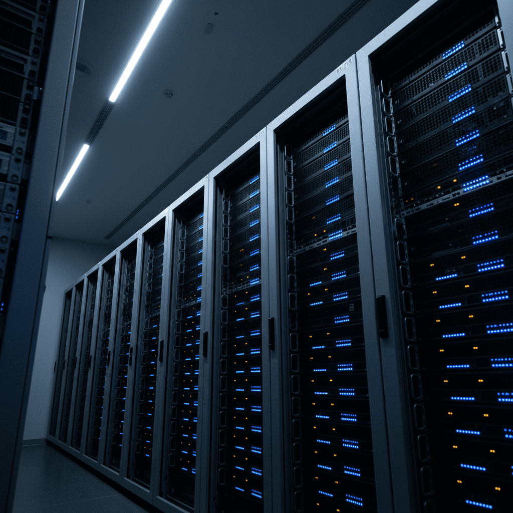 Server infrastructure showing redundant systems and failover capabilities