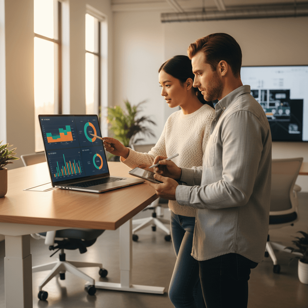 DevOps team reviewing performance metrics